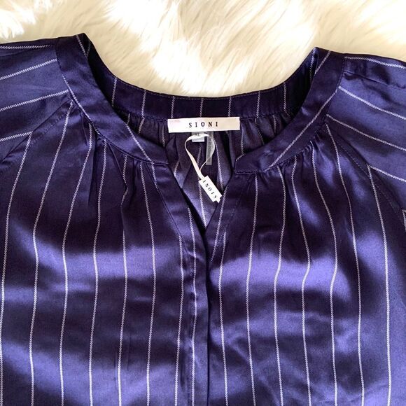 Sioni  Blouse Stripped Bat Sleeve Top - Picture 3 of 7